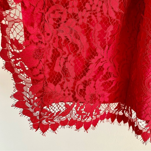 For Love and Lemons X Revolve Maui Waui Red Lace Asymmetrical Dress Size Small - Picture 10 of 12